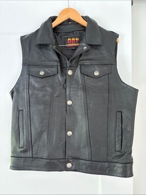 Vintage Genuine Leather Motorcycle Vest